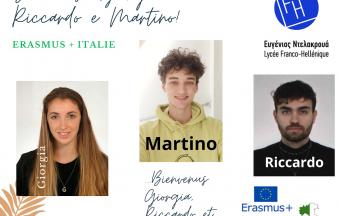 Giorgia, Riccardo et Martino : trois nouveaux stagiaires Erasmus venant d'Italie au lycée franco-hellénique
